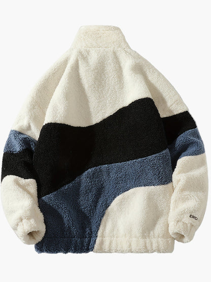 Veste polaire homme style universitaire à col montant et fermeture zippée pour look décontracté