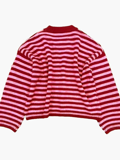 Pull à rayures style élégant pour femme - Automne/Hiver - Col rond