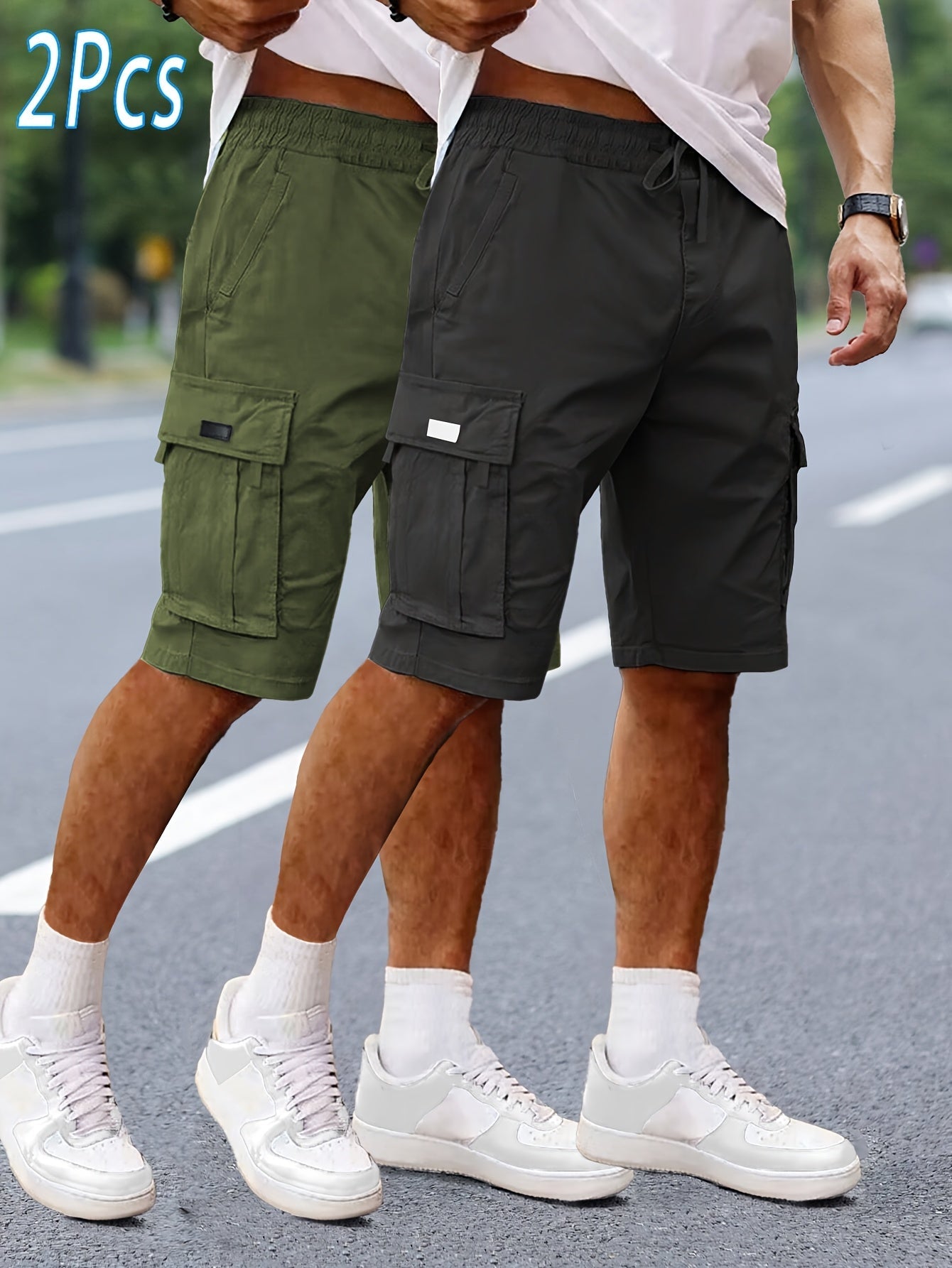 Shorts cargo décontractés pour homme 2 pièces, style urbain et polyvalent, idéals pour loisirs et activités extérieures