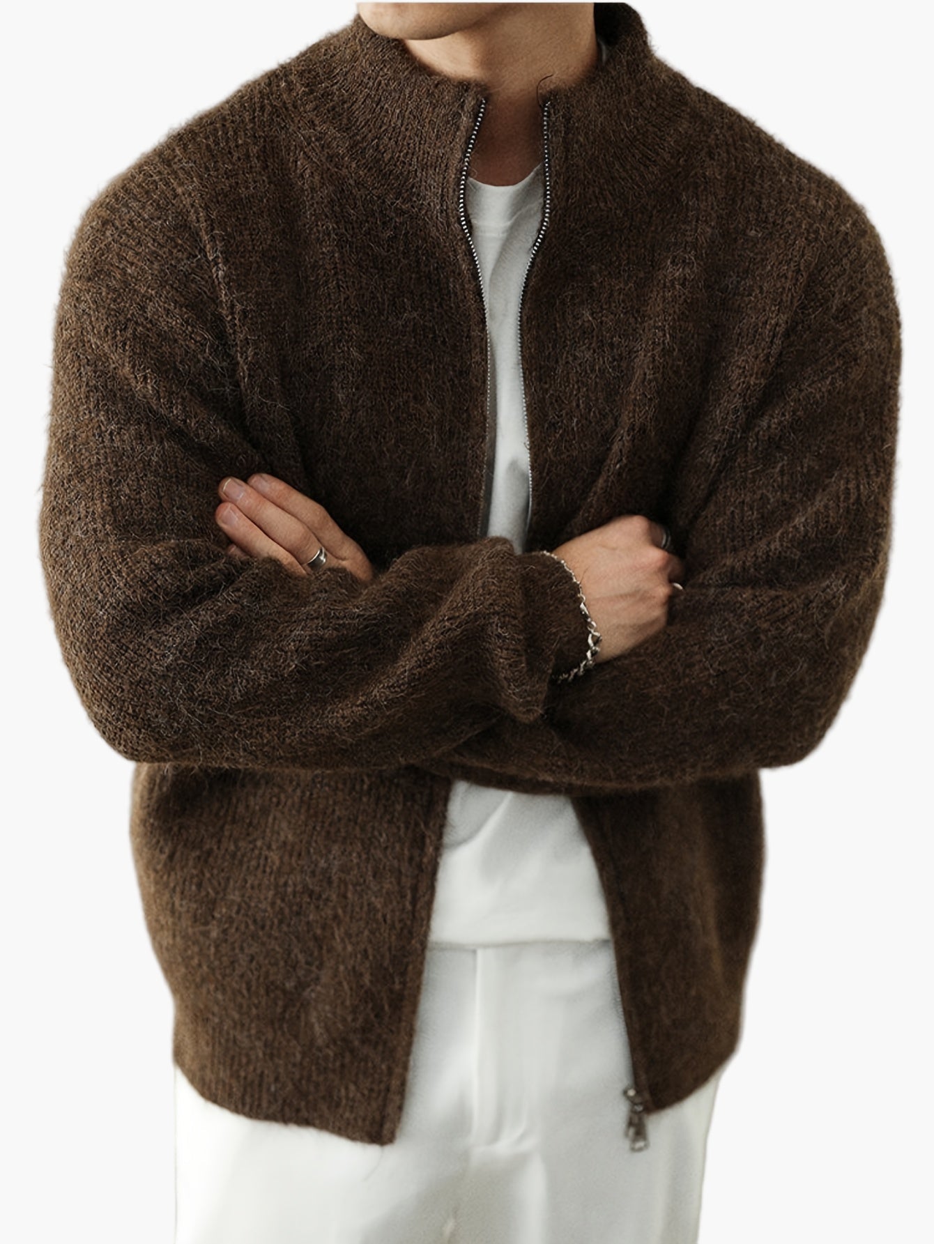 Gilet zippé col montant style décontracté pour homme – idéal toute saison