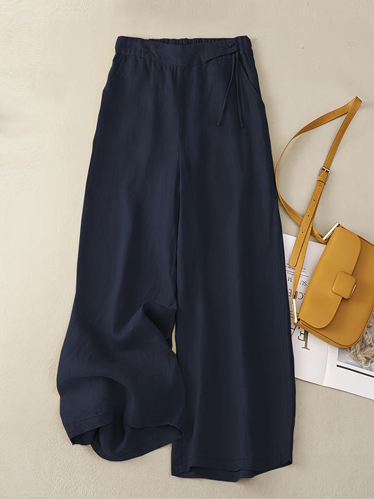 Pantaloni larghi a vita alta da donna stile elegante per primavera ed estate