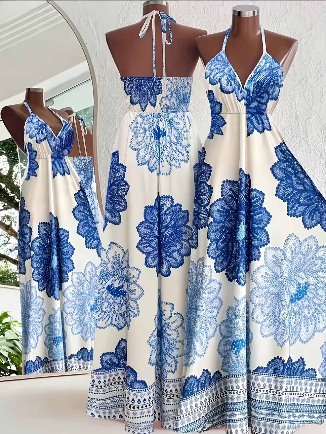 Abito lungo donna schiena scoperta stile bohémien chic per vacanze