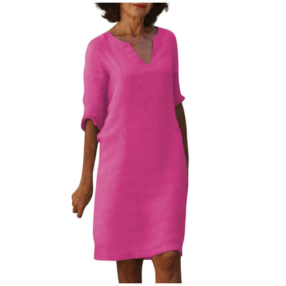 Imogen – Robe rétro en coton et lin à taille haute