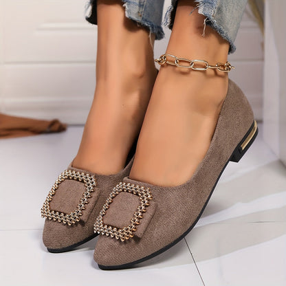 Ballerines élégantes à bout pointu pour femme avec boucle ornementale – Style chic et raffiné pour toutes occasions