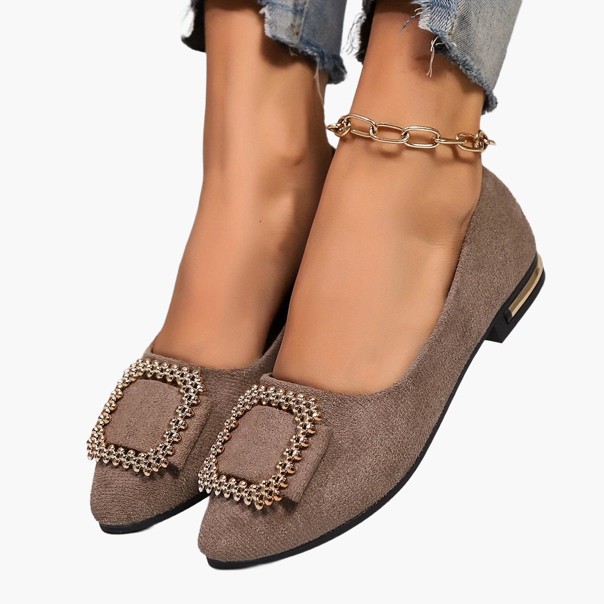 Ballerines élégantes à bout pointu pour femme avec boucle ornementale – Style chic et raffiné pour toutes occasions