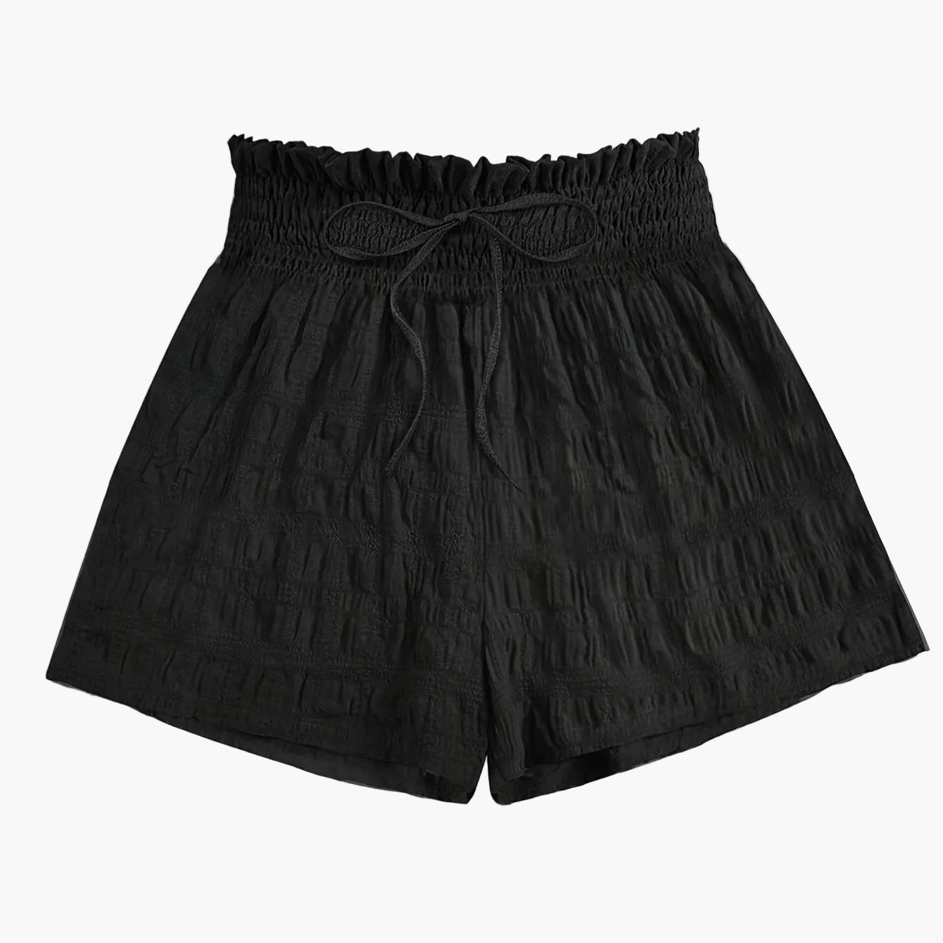 Short ample taille haute à smocks pour femme, style décontracté été