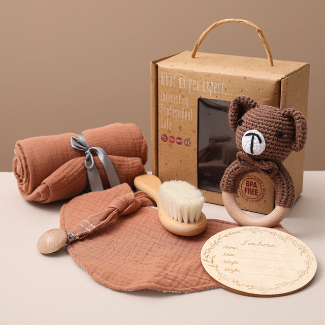 Coffret Cadeau de Naissance Bébé Mixte – Set de Bain et Jouets Éveil Éléphant