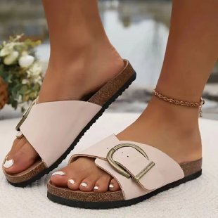 Sandales décontractées style coréen à boucle large pour femme - Mules confort pour l'été