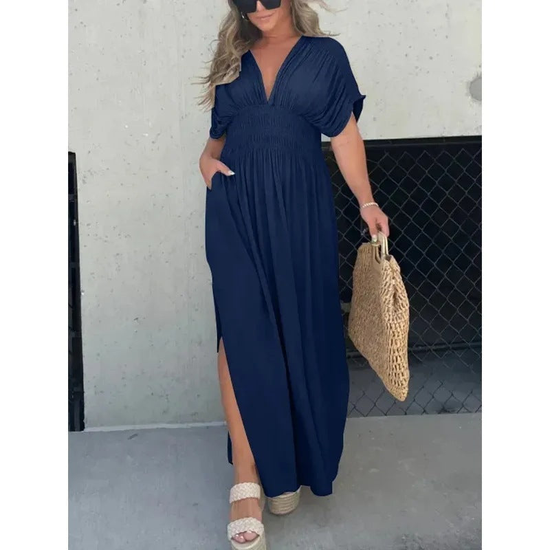 Hayley – Robe d'été avec décolleté en V et fente