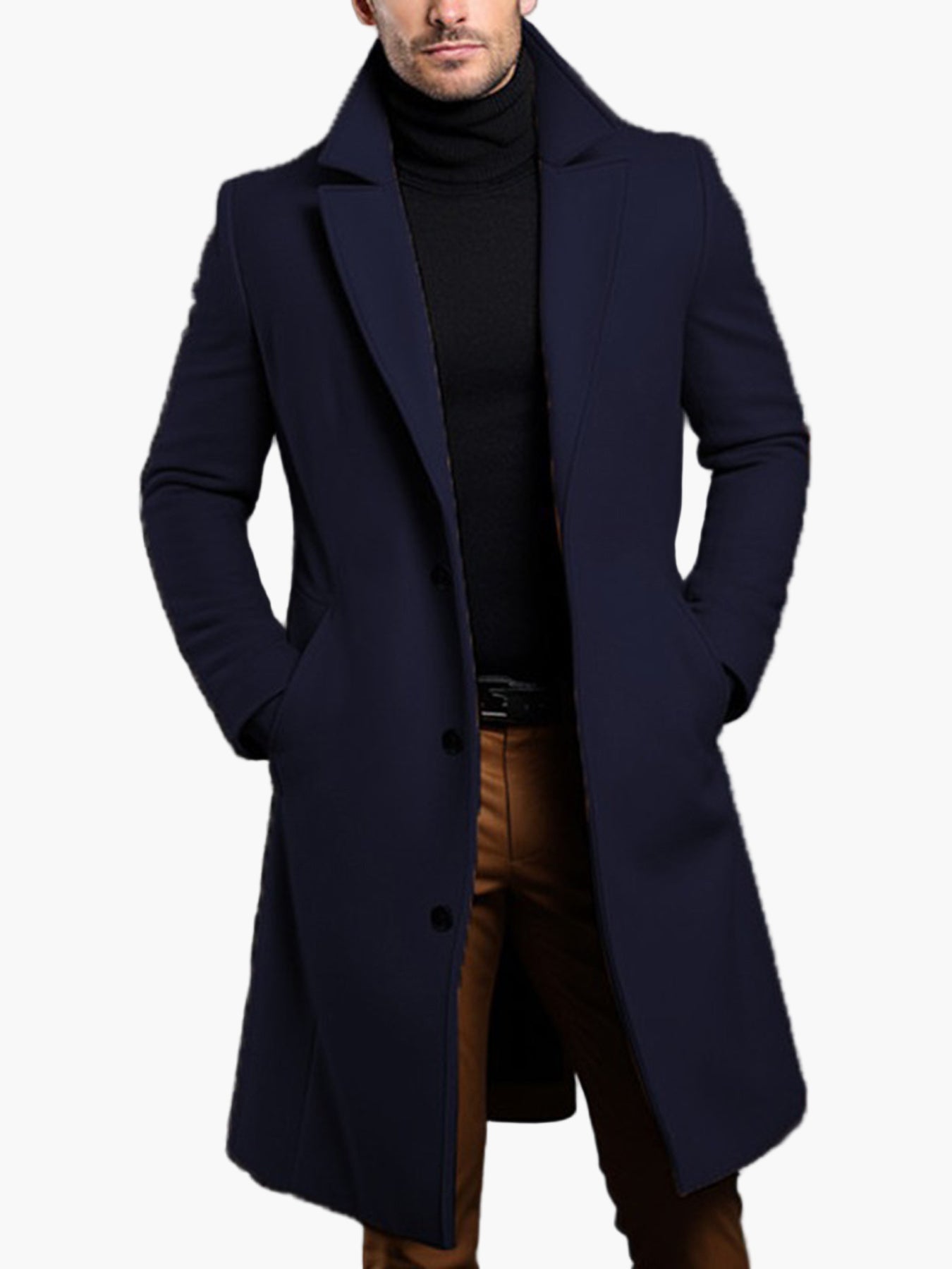 Manteau Long Style Classique Homme Élégant pour Automne et Printemps