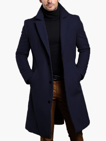 Manteau Long Style Classique Homme Élégant pour Automne et Printemps
