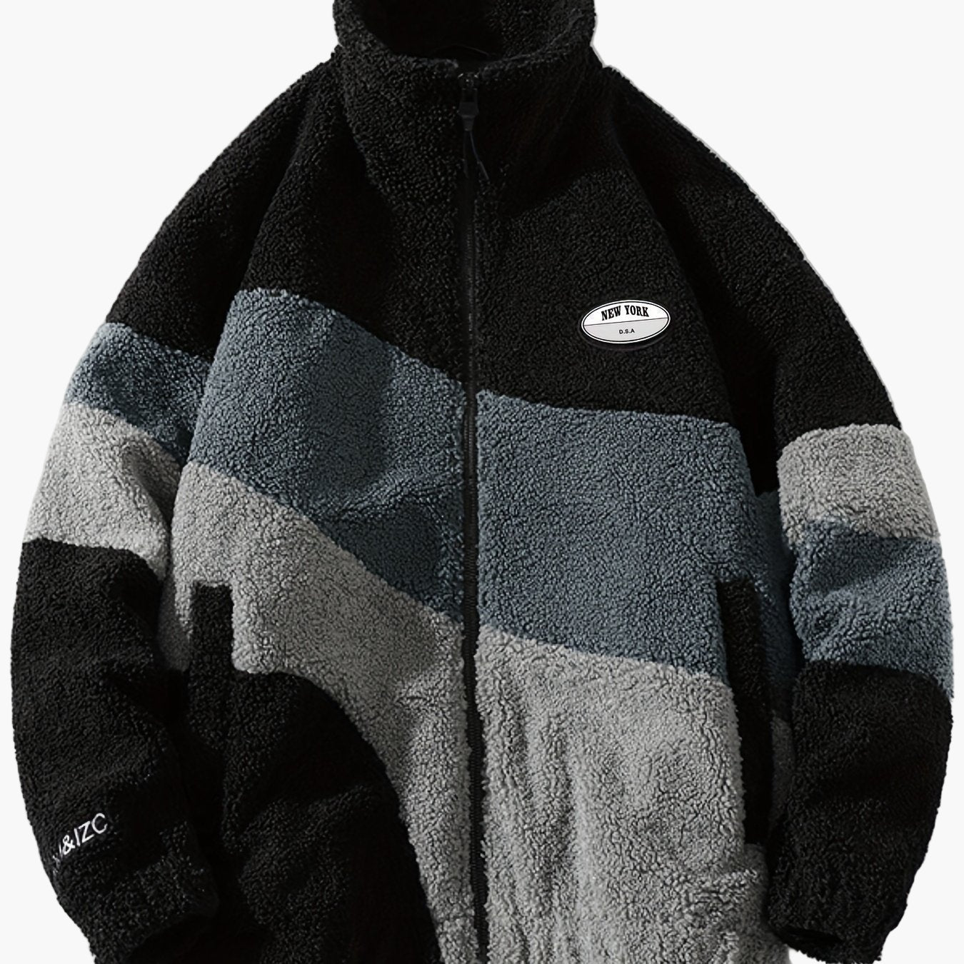 Veste polaire homme style universitaire à col montant et fermeture zippée pour look décontracté