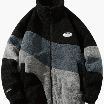 Veste polaire homme style universitaire à col montant et fermeture zippée pour look décontracté