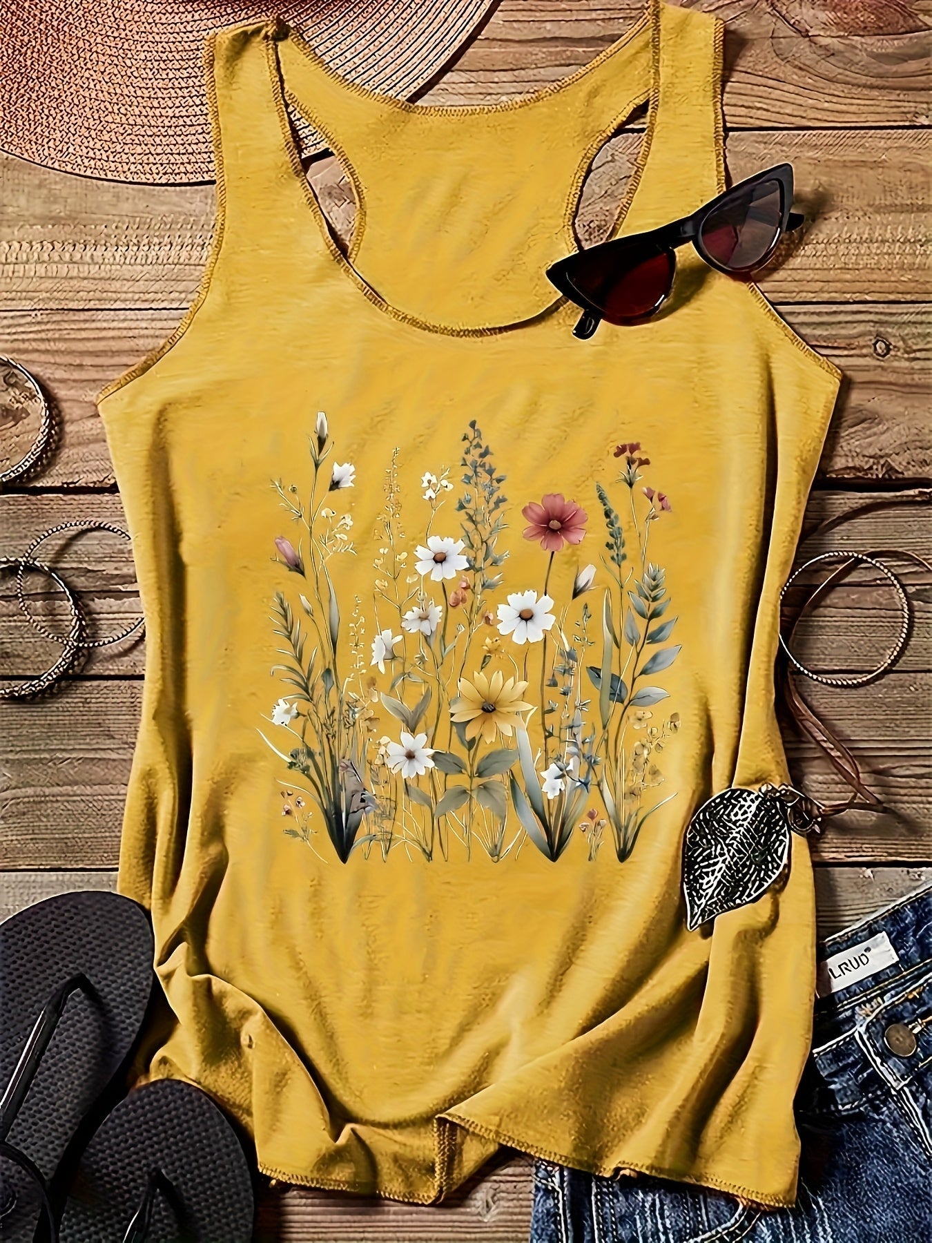 Damski top w stylu boho z kwiatowym, wiejskim wzorem na lato - Casual chic