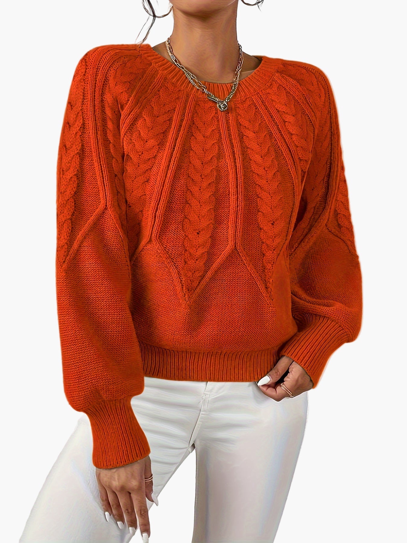 Pull Femme Style Décontracté Chic à Motif Torsadé pour Automne et Printemps