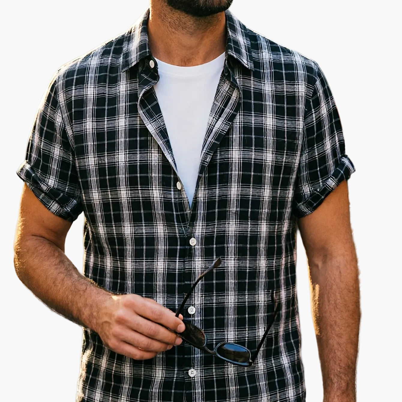 Chemise décontractée à carreaux pour homme – Style estival polyvalent