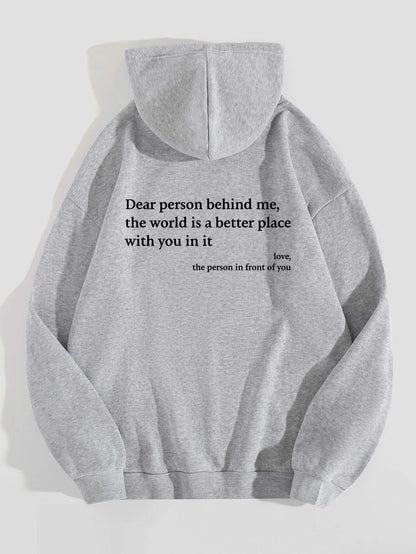 Sue – Sweat à Capuche Imprimé Lettre avec Poche Kangourou