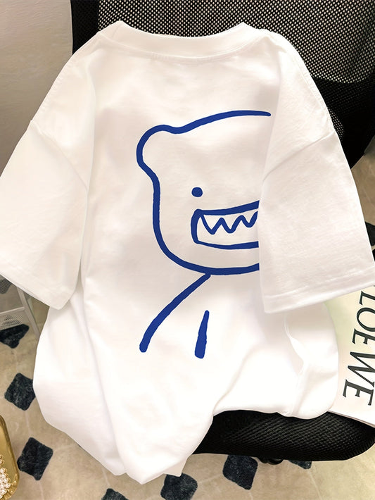T-shirt décontracté oversize homme motif graphique ours style streetwear