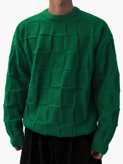 Pull Streetwear à Carreaux Homme Style Urbain Décontracté