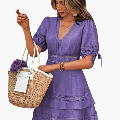 Elegant boheme-stil kjole til kvinder med flæser til forår og sommer