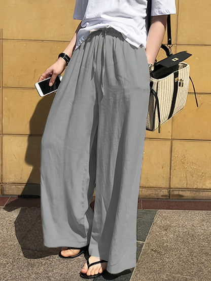 Pantaloni larghi donna stile casual chic con vita a coulisse – Ideali per primavera ed estate