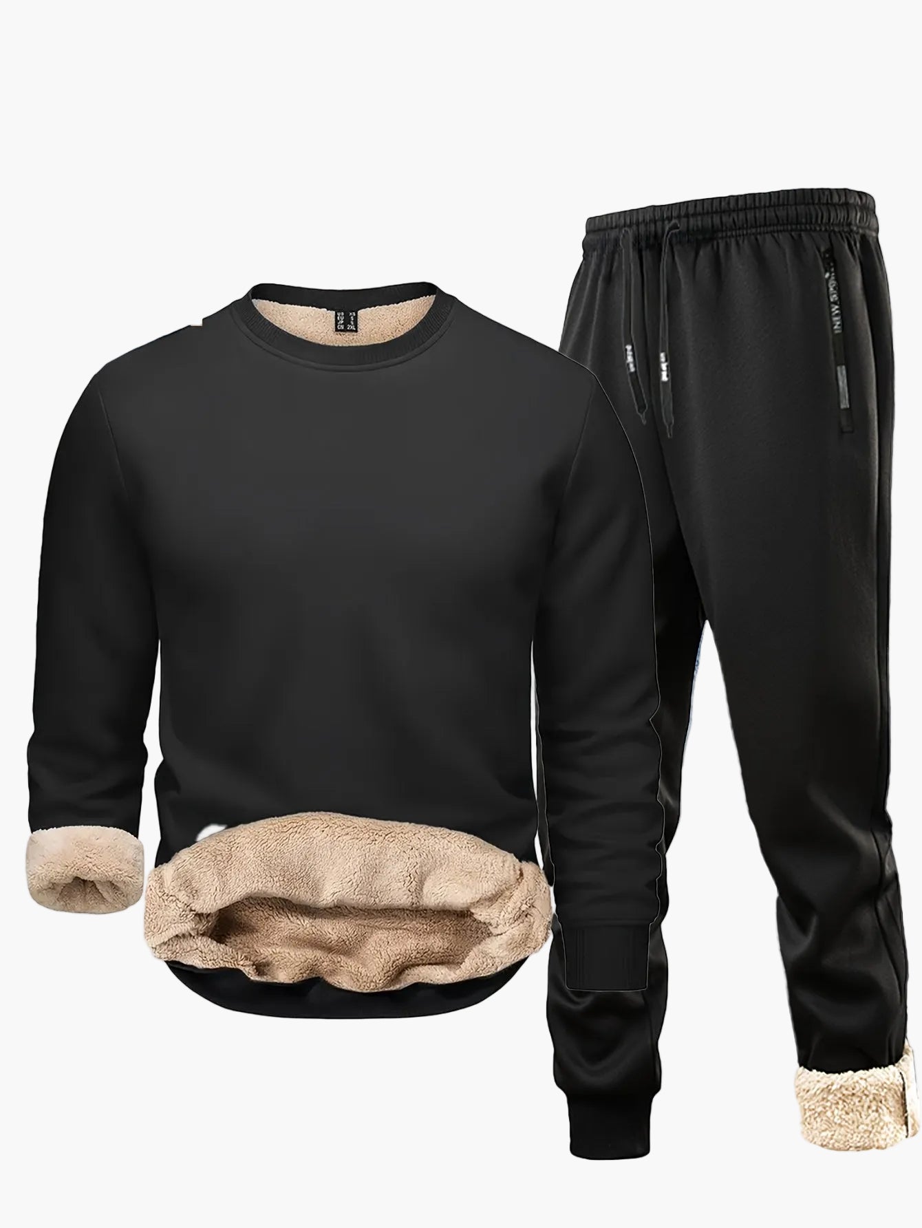 Ensemble survêtement homme style décontracté chaud doublé polaire pour automne/hiver