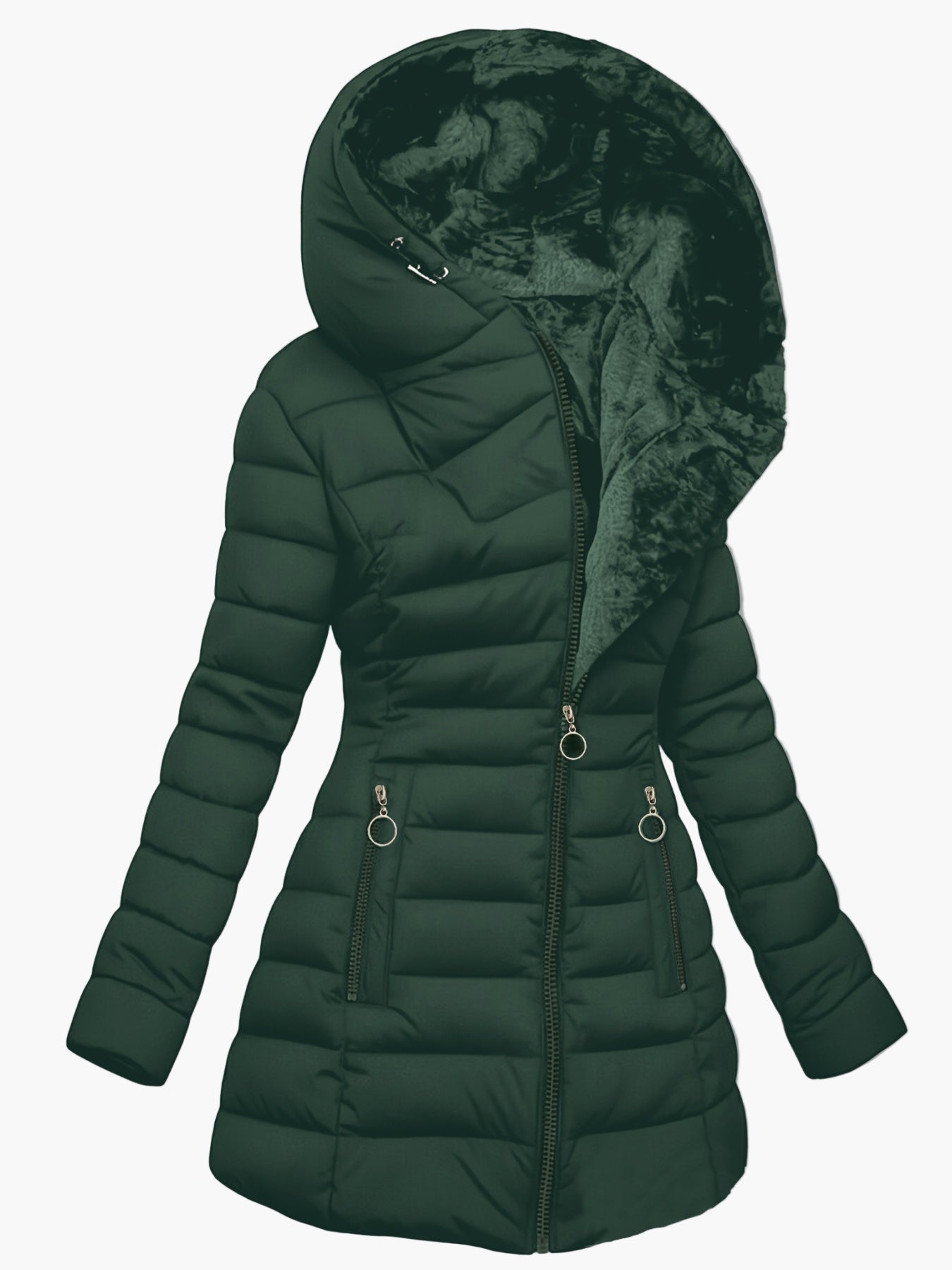 Manteau d'hiver élégant pour femme à capuche large – Style matelassé urbain