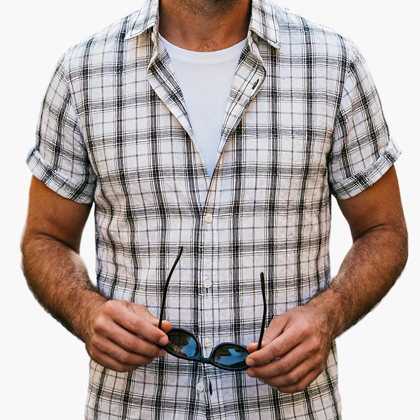 Chemise décontractée à carreaux pour homme – Style estival polyvalent