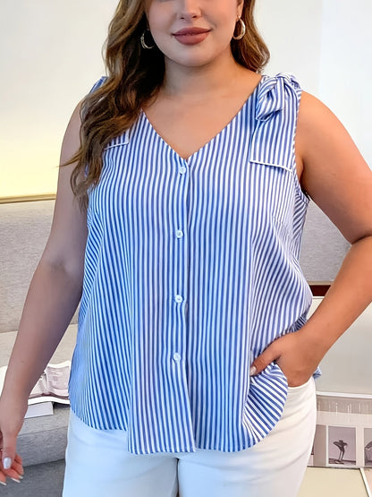 Débardeur femme grande taille à rayures style élégant pour le quotidien et bureau