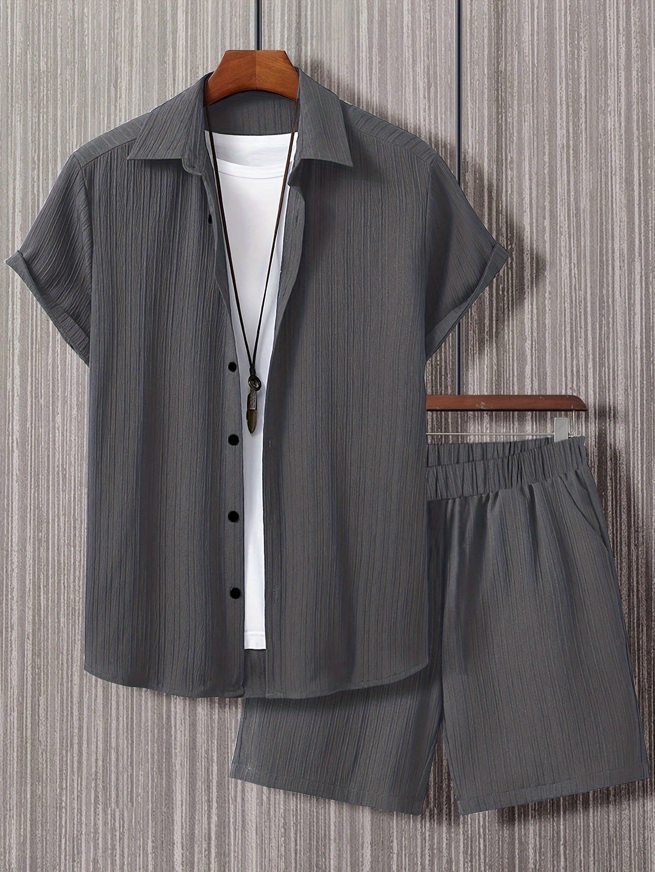 Ensemble décontracté estival pour homme, chemise à manches courtes et short, style urbain, idéal pour l'été