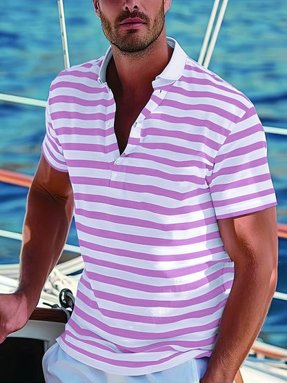 Polo marin à rayures homme style casual pour l'été