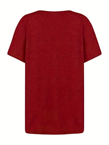 T-shirt donna con scollo asimmetrico e bottoni, stile casual chic per tempo libero o uscite