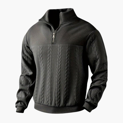 Pull demi-zippé homme style torsadé élégant pour automne et hiver