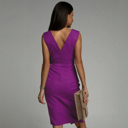 Abito elegante donna sera spacco collo incrociato stile raffinato evento vestito