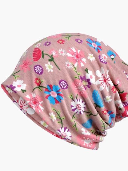Gorro para mujer estilo bohemio de uso múltiple con motivo floral elegante para primavera, verano y otoño