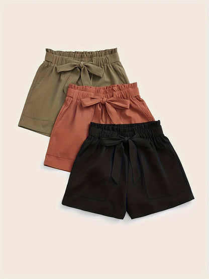 Short estivo a vita alta con cintura annodata da donna, stile casual per spiaggia e vacanze