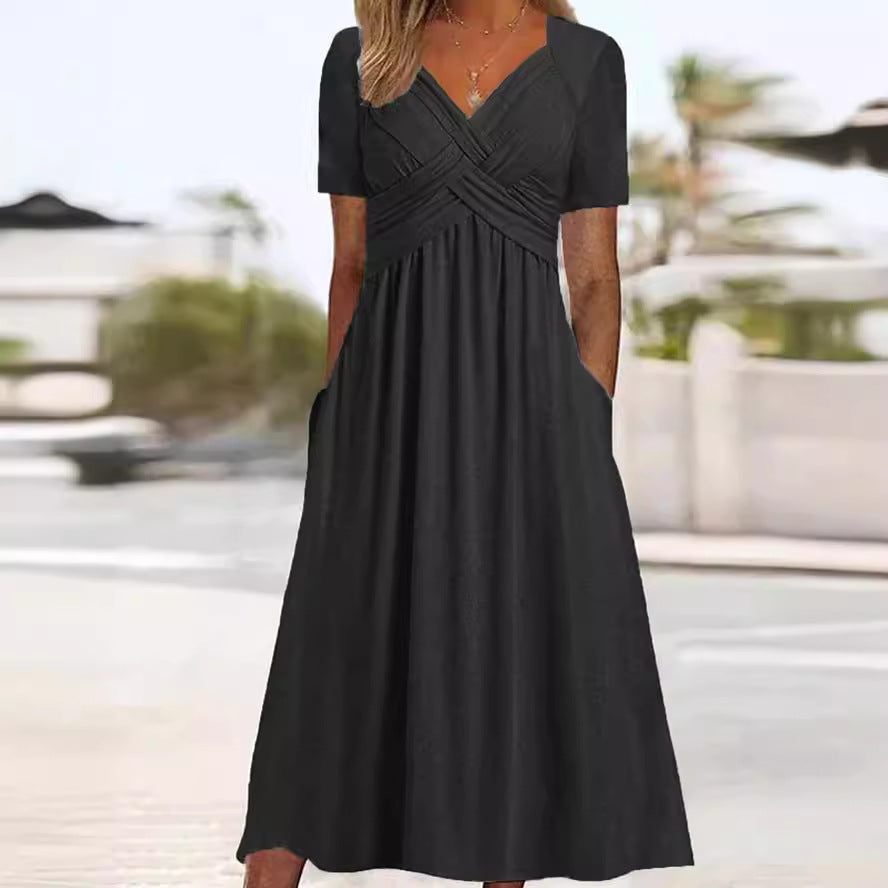 Francesca – Robe Évasée à Manches Courtes