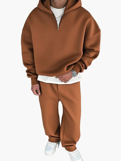 Ensemble décontracté pour homme avec sweat à capuche zippé et pantalon – Style urbain tendance pour automne/hiver