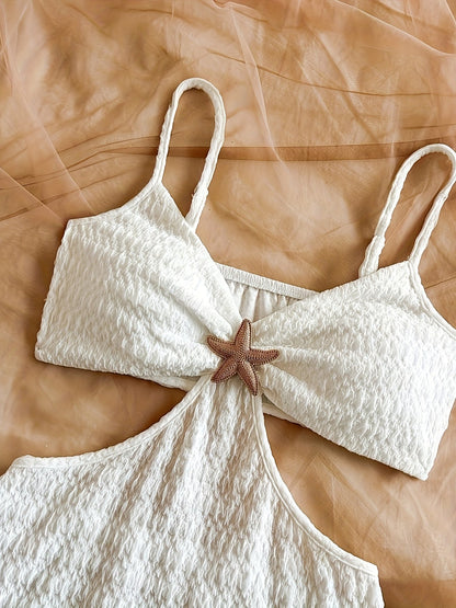 Dopasowana mini sukienka plażowa dla kobiet z detalem rozgwiazdy i modnym wycięciem