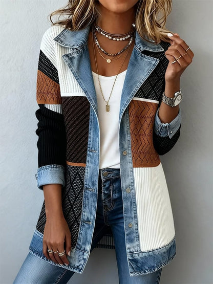 Elegant blazer-vest til kvinder i urban chic stil med kontrastfarvede revers