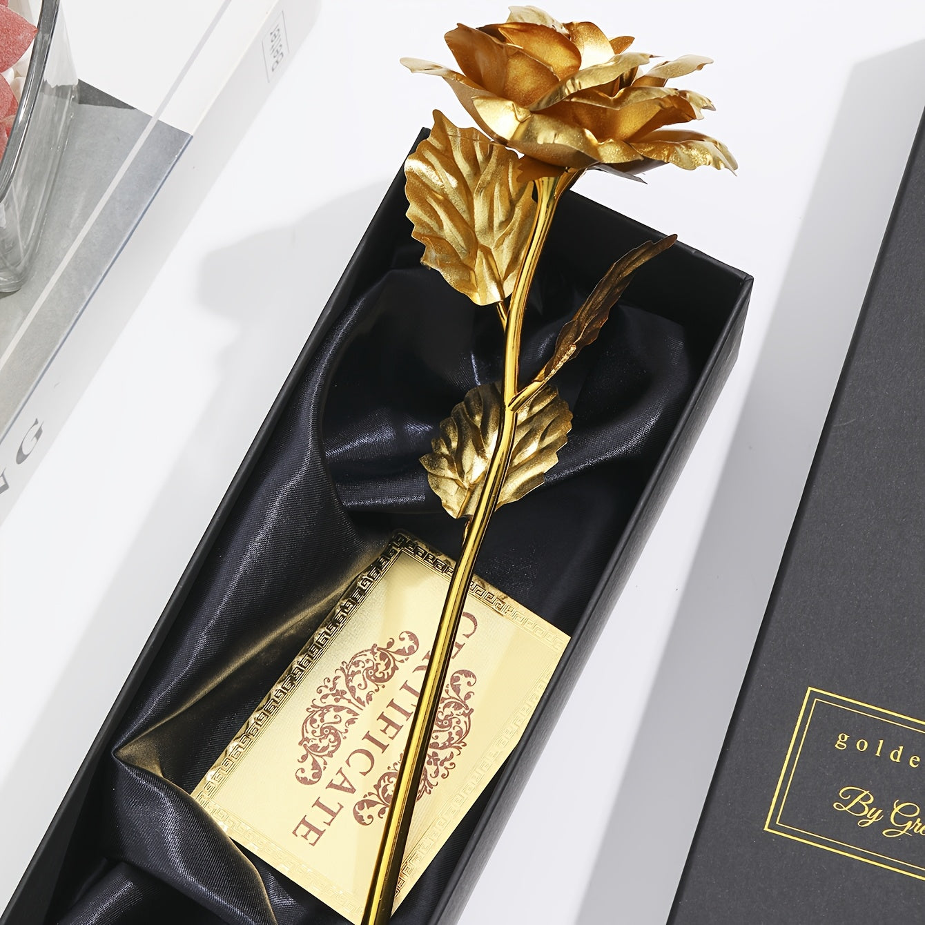 Rosa decorativa in confezione regalo – Idea regalo romantica per donna – Oggetto d’ornamento elegante