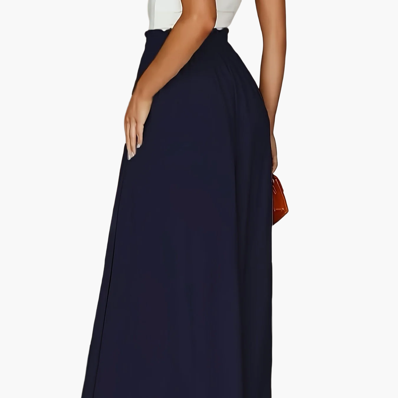 Jupe longue large taille haute avec poches pour femme – Style décontracté chic printemps/été