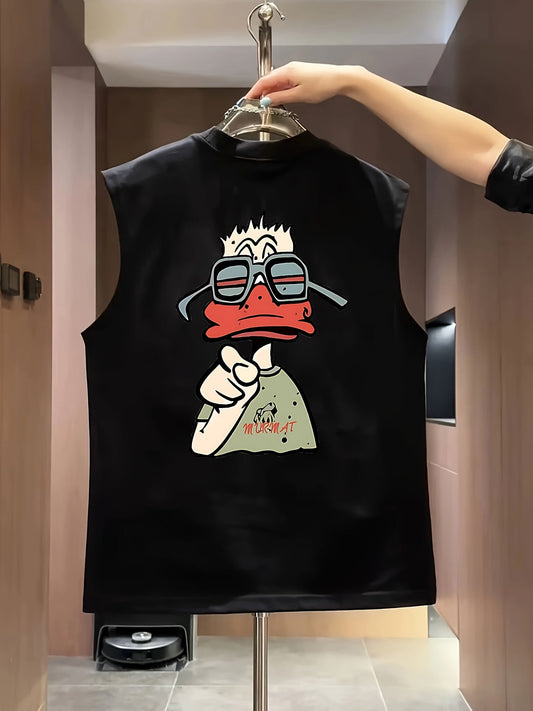 Débardeur sans manches streetwear homme motif canard graphique tendance urbaine