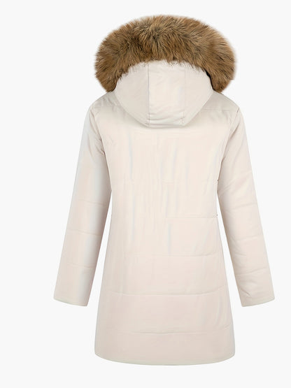 Manteau d'hiver femme style parka avec capuche en fausse fourrure – Élégance chic pour temps froid