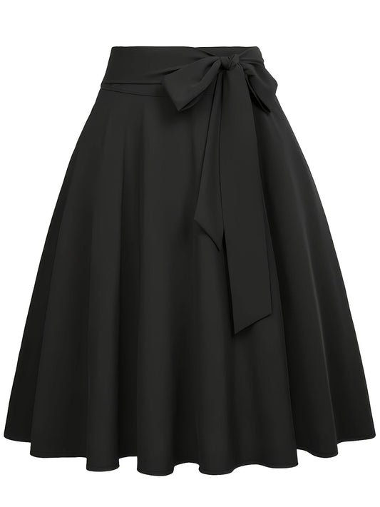 Falda skater para mujer elegante de talle alto con cinturón anudado – Estilo sofisticado para todas las ocasiones
