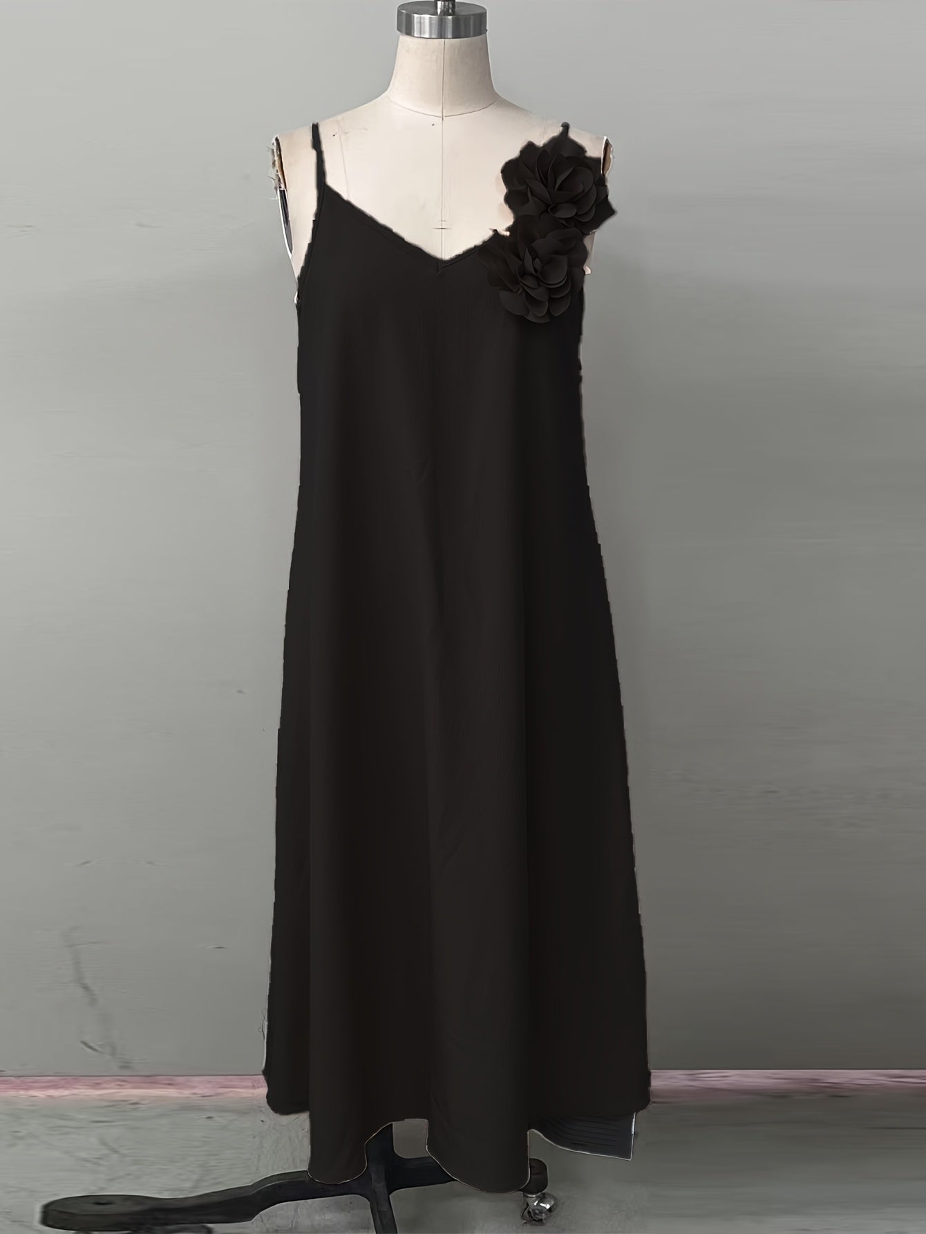 Robe élégante femme style bohème à fleurs 3D épaules, décontractée pour printemps et été