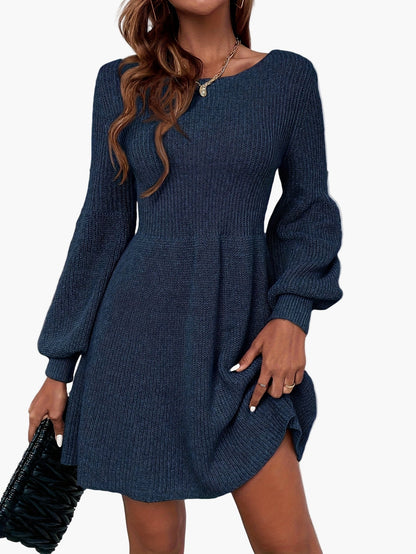 Robe Pull Décontractée Femme Style Élégant Manches Longues pour Automne et Printemps