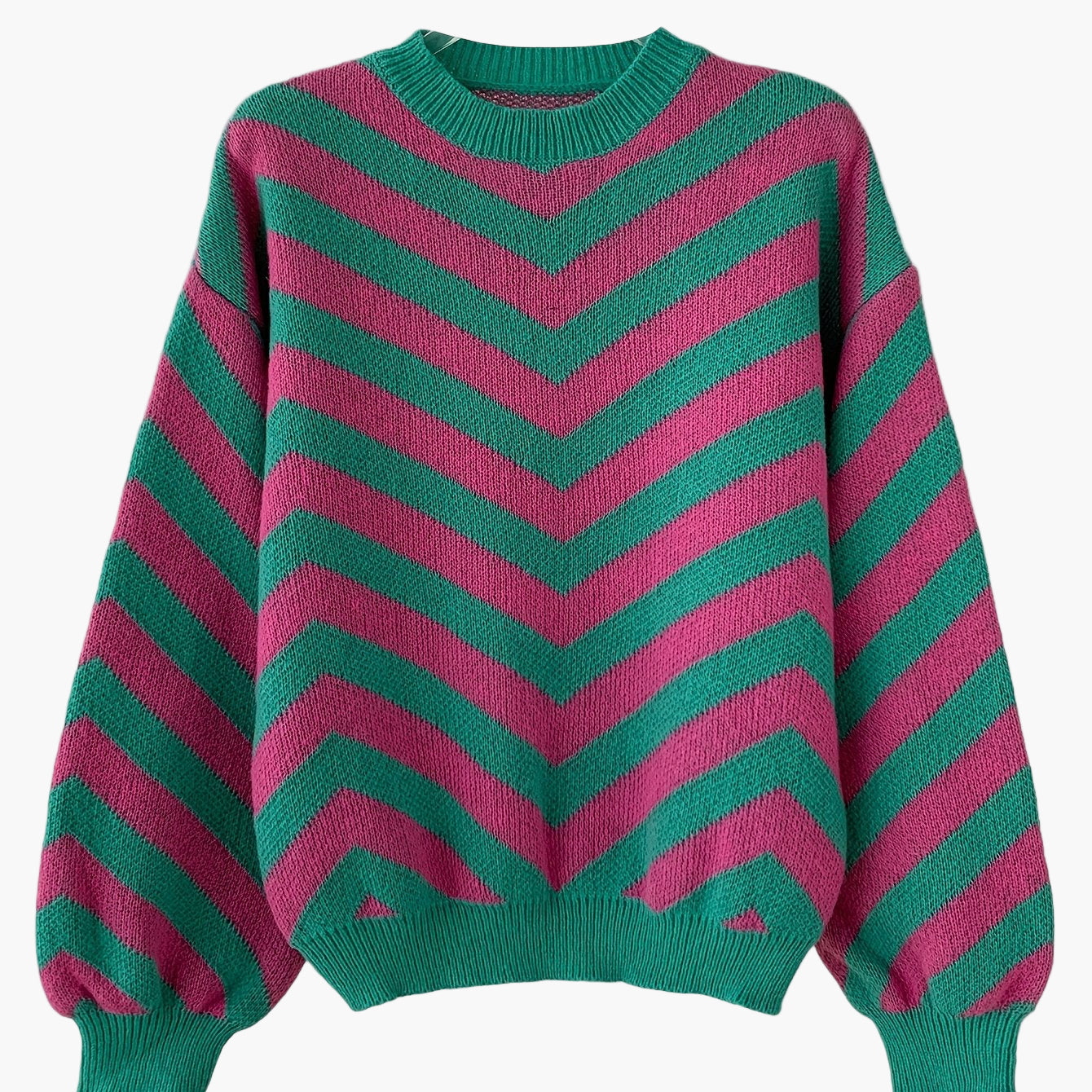 Pull élégant à rayures chevrons pour femme, style automne/hiver, manches longues, coupe décontractée