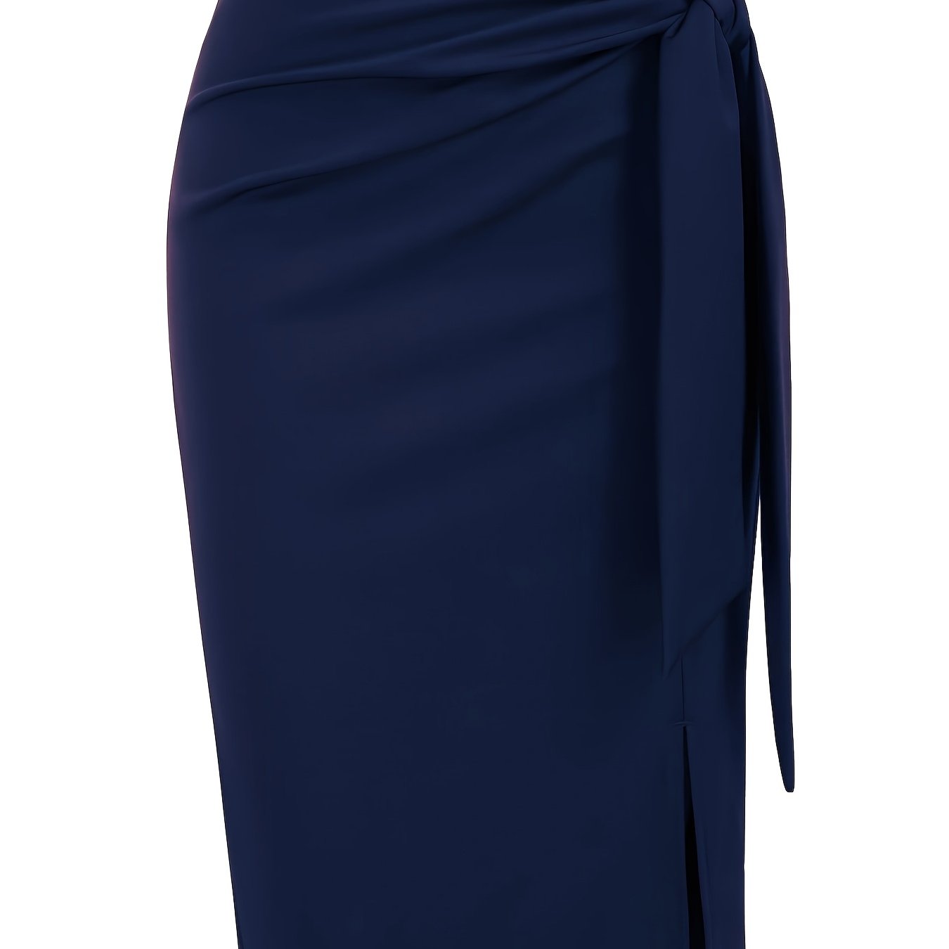 Jupe crayon élégante femme nouée à la taille, fente latérale, style bureau ou soirée