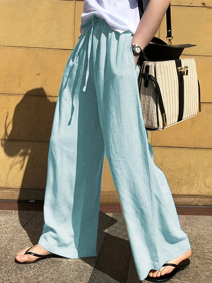 Pantaloni larghi donna stile casual chic con vita a coulisse – Ideali per primavera ed estate